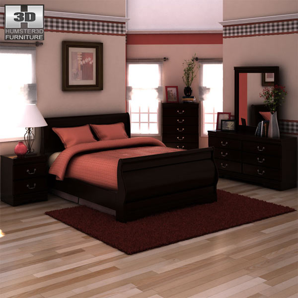Ashley Huey Vineyard Sleigh Bedroom Set 3D model - Humster3D