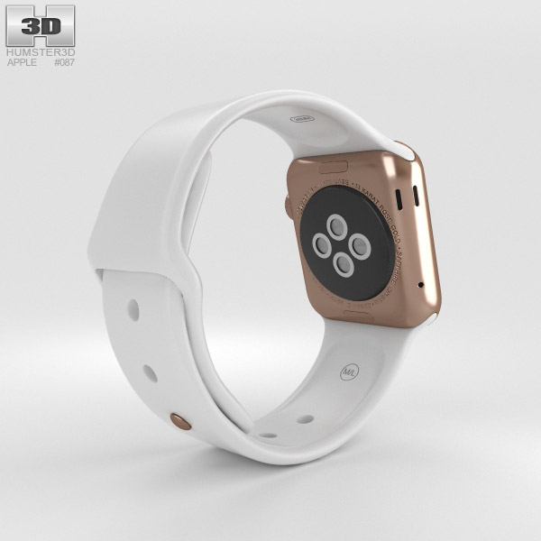 3D model of Apple Watch Edition 38mm Rose Gold Case White Sport Band