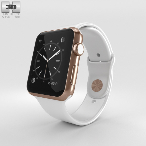 3D model of Apple Watch Edition 42mm Rose Gold Case White Sport Band